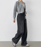 Bonding Brushed Wide Fit Banding Denim Pants