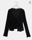 Rumi wrinkle see-through ribbon cardigan