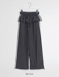 Megle Summer Track Color Matching Nylon Skirt Pants