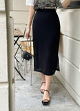 Bless Slit H-Line Mesh Banding Long Skirt