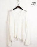 Summit Punching Two-Way Eyelet Back Strap V-Neck Overfit Long Sleeve Knit