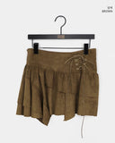 Pio Corset Unbalanced Suede Short Skirt