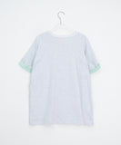 [unisex] Blanc Loose Fit Sleeve Color Matching Button Roll-Up Short Sleeve T-shirt