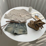 Loose-Fit Boat Neck Mesh Long Sleeve Knit