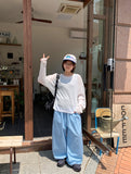 [BAONHAUS] Zmenz Seersucker Summer Banding Wide Pants