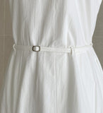 Peeling Pleated Sleeveless Long One Piece (Belt Set)