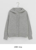 Mihro High Neck Hood Wool Knit Cardigan