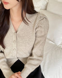 Leveyu V-neck Puff Knit Cardigan