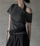 Ansi Stud One Shoulder Tee