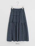 Milcat Check Banding Long Skirt