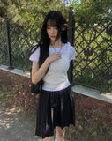 Rocker Midi Nylon Pleated Skirt