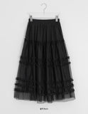 Lanbaf Frill Tiered Layered Long Skirt