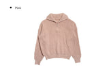 Plan] Vanilla Neck Collar Loose Fit Knit Half Zip-up