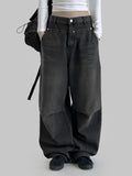 Cut pin tuck wide denim