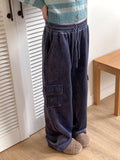 Morian cargo corduroy banding long wide pants