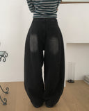Welt Button Pocket Washed Balloon Denim Pants