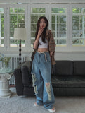 muse wide damage denim pants