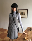 Ant Herringbone Woolen Pleated Mini One Piece