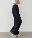 4 Seasons Non-fade Raw Back Banding Wide Fit Denim Pants
