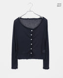 Phuang Lace Frill See-Through V-Neck Long-Sleeve Cardigan