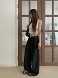 Evil Shirring Crop Puff Ribbon Smoke Blouse