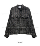 Diruin Tweed Damage Crop Shirt Jacket