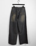 Fector Western Stud Embroidery Washing Long Wide Denim Pants