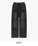 Hip 3D cargo denim banding pants