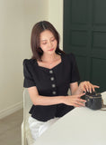 Elon Tweed Puff Peplum Blouse Jacket