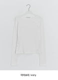 Kanit Diagonal Button Round Long Sleeve Tee