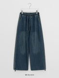 Paltas Line Washing Denim Wide Pants