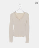 Chiri Wool V-neck Button Long Sleeve T-shirt