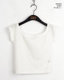 Degen embossed off-shoulder short-sleeved sleeveless T-shirt