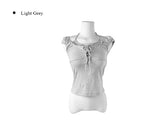 Cowl Layered Halter Ribbon T-Shirt
