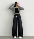 Full Span Banding Basic Wide Simple Denim Pants