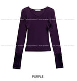 Burnt V-neck Button Long Sleeve