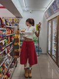 high key side tuck wide half pants
