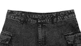 Kanko Two-Pocket Black Denim Mini Skirt