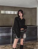 Denji unbalanced denim mini skirt