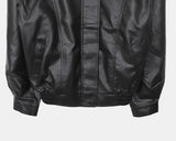 Minting Washing Cut Collar Loose Fit Leather Jacket