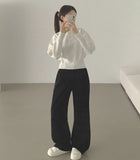 Corduroy Banding Bonding Brushed Loose Bootcut Pants