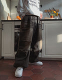 Lowkey Washing Quilting Balloon Denim Pants