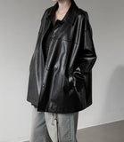 Met Button Cracked Leather Jacket