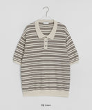 [unisex] Sentez Stripe Boucle Over Short Sleeve Knit