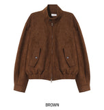 Rio High Neck Button Suede Jacket