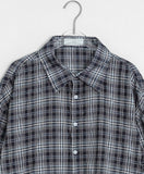 [unisex] Gotelli Linen Check Over Short Sleeve Shirt