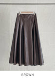 Chase Pleated Leather Long Skirt