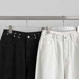 Buckle brushed straight wide fit cotton pants