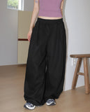 Mote cut key ring loop two-way wide cotton pants