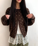Vda Dot Color Matching Knit Cardigan